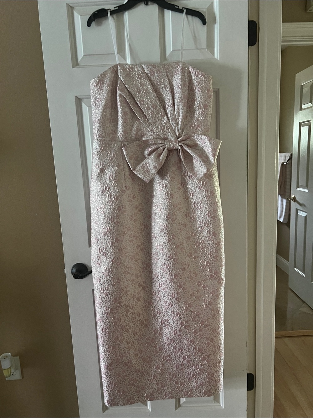 Lilly Pulitzer Strapless Pink Brocade Bow Dress